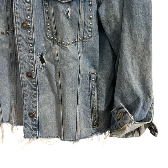 Free People Blue Studded Denim Jacket - Picture 4 of 13